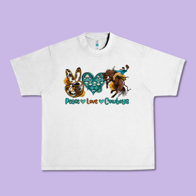 Peace Love Cowboys Urban Heavy Tee Designed By Oliviacreatesart