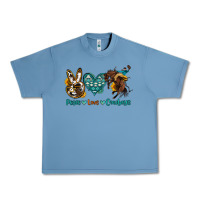 Pebble Blue peace love cowboys Urban Heavy Tee - OliviaCreatesArt