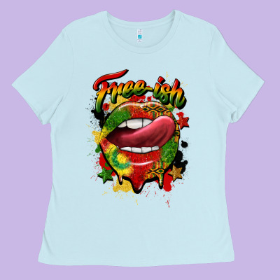Free Ish Juneteenth Lips Ladies Tee Designed By Cowgirlartshop
