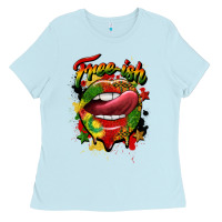 Baby Blue free ish juneteenth lips Ladies Tee - CowGirlArtShop
