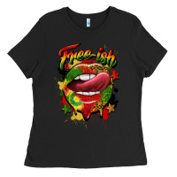 Black free ish juneteenth lips Ladies Tee - CowGirlArtShop
