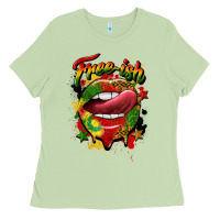 Matcha free ish juneteenth lips Ladies Tee - CowGirlArtShop