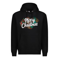 Black Merry Christmas Premium Hoodie - CowhideDigitalArt