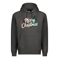 Charcoal Heather Merry Christmas Premium Hoodie - CowhideDigitalArt