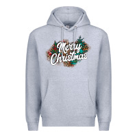 Heather Grey Merry Christmas Premium Hoodie - CowhideDigitalArt