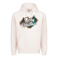Pale Pink Merry Christmas Premium Hoodie - CowhideDigitalArt