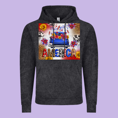 Fourth Of July America Truck Vintage Hoodie Designed By Fadigitalartstudio