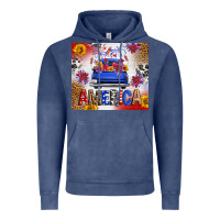 Vintage Denim Fourth Of July America Truck Vintage Hoodie - FaDigitalArtStudio