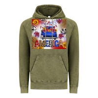 Vintage Olive Fourth Of July America Truck Vintage Hoodie - FaDigitalArtStudio