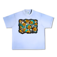 Grape Ice cowhide  turquoise sunflowers pattern olivia Urban Heavy Tee - OliviaCreatesArt