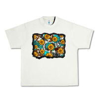 Pistachio cowhide  turquoise sunflowers pattern olivia Urban Heavy Tee - OliviaCreatesArt