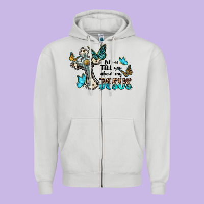 Let Me Tell You About My Jesus Zipper Hoodie Designed By Barkaloodesign