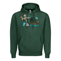 Sports Green let me tell you about my jesus Zipper Hoodie - BarkalooDesign