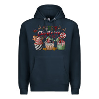 Navy Merry Christmas Premium Hoodie - CowhideDigitalArt