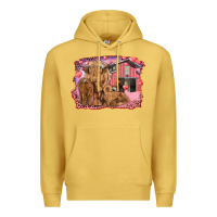 Antique Gold Valentine's day mama cow and baby cows Premium Hoodie - RanaPortraitStore