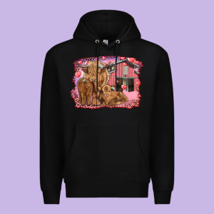 Valentine's Day Mama Cow And Baby Cows Premium Hoodie Designed By Ranaportraitstore