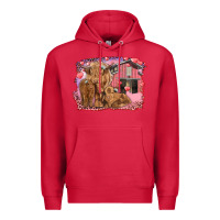 Cardinal Valentine's day mama cow and baby cows Premium Hoodie - RanaPortraitStore