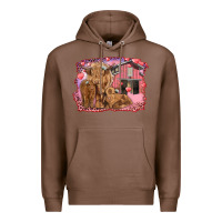 Chestnut Valentine's day mama cow and baby cows Premium Hoodie - RanaPortraitStore