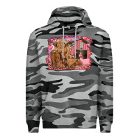 Slate Camo Valentine's day mama cow and baby cows Premium Hoodie - RanaPortraitStore