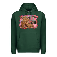Sports Green Valentine's day mama cow and baby cows Premium Hoodie - RanaPortraitStore