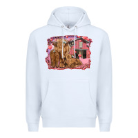 White Valentine's day mama cow and baby cows Premium Hoodie - RanaPortraitStore