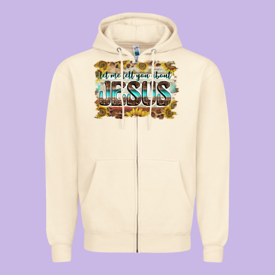 Let Me Tell You About Jesus Zipper Hoodie Designed By Barkaloodesign
