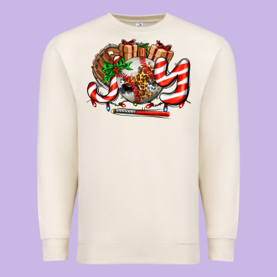 Joy With Baseball And Christmas Gift And Candies Premium Sweatshirt Designed By Adodesignshop