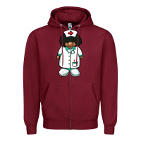 Burgundy african nurse gnome afro hair Zipper Hoodie - BarkalooDesign