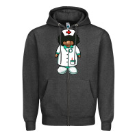Charcoal Heather african nurse gnome afro hair Zipper Hoodie - BarkalooDesign