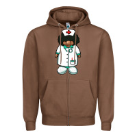 Chestnut african nurse gnome afro hair Zipper Hoodie - BarkalooDesign