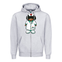 Heather Grey african nurse gnome afro hair Zipper Hoodie - BarkalooDesign