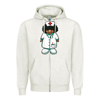 Oatmeal Heather african nurse gnome afro hair Zipper Hoodie - BarkalooDesign