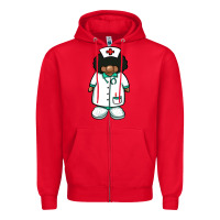 Red african nurse gnome afro hair Zipper Hoodie - BarkalooDesign