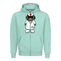 Seafoam african nurse gnome afro hair Zipper Hoodie - BarkalooDesign