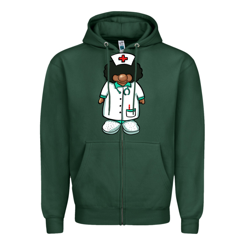 African Nurse Gnome Afro Hair Zipper Hoodie by BarkalooDesign | Teevron