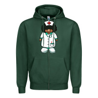 Sports Green african nurse gnome afro hair Zipper Hoodie - BarkalooDesign
