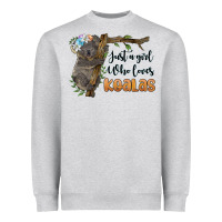 Heather Grey just a girl who loves koalas Heavyweight Sweatshirt - BarkalooDesign