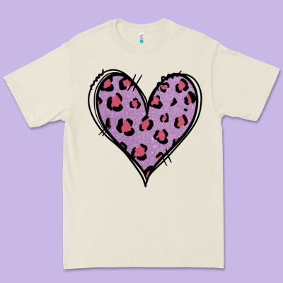 Glitter Purple Leopard Heart Premium Tee Designed By Jasminsmagicworld