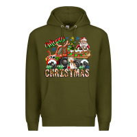 Army Green Merry Christmas  tractor Premium Hoodie - CowhideDigitalArt