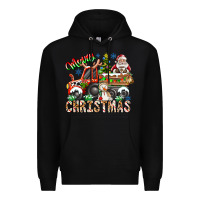 Black Merry Christmas  tractor Premium Hoodie - CowhideDigitalArt