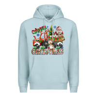 Blue Mist Merry Christmas  tractor Premium Hoodie - CowhideDigitalArt