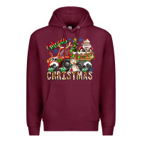 Burgundy Merry Christmas  tractor Premium Hoodie - CowhideDigitalArt
