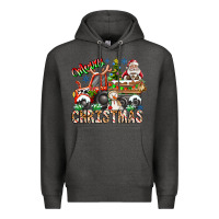 Charcoal Heather Merry Christmas  tractor Premium Hoodie - CowhideDigitalArt