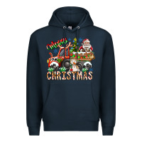 Navy Merry Christmas  tractor Premium Hoodie - CowhideDigitalArt