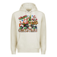 Oatmeal Heather Merry Christmas  tractor Premium Hoodie - CowhideDigitalArt