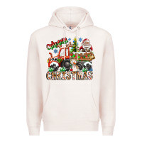 Pale Pink Merry Christmas  tractor Premium Hoodie - CowhideDigitalArt