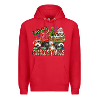 Red Merry Christmas  tractor Premium Hoodie - CowhideDigitalArt