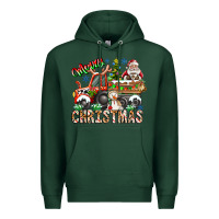 Sports Green Merry Christmas  tractor Premium Hoodie - CowhideDigitalArt