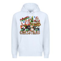 White Merry Christmas  tractor Premium Hoodie - CowhideDigitalArt