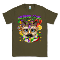 Army Green meowdi gras mardi gras cat Classic Tee - CowGirlArtShop
